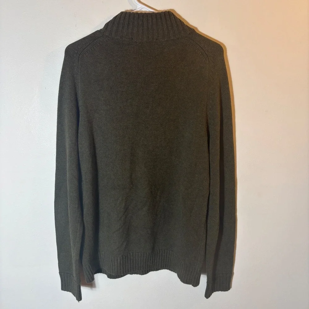 J. Crew‎ Olive Green Shawl Collar Pullover Sweater 100% Cotton Size Medium